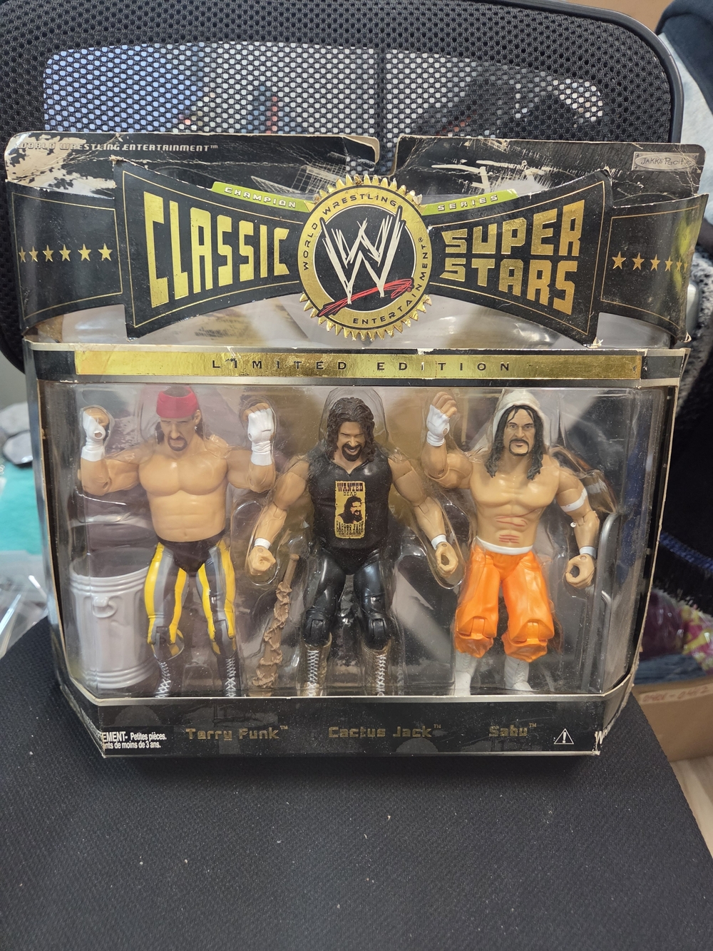 WWE CLASSIC SUPER STARS 3 PACK JAKKS PACIFIC TERRY FUNK, CACTUS JACK & SABU MIP